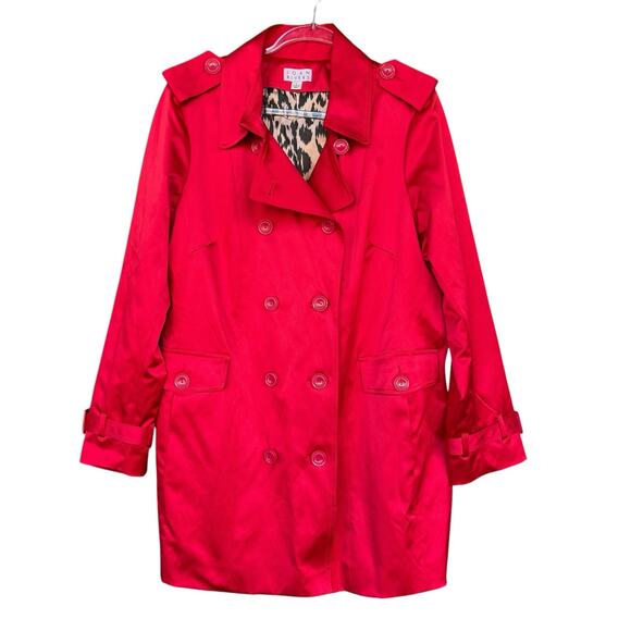 Joan Rivers Womens Jacket Large Button Up Lined Red Faux Double Breasted Winter - Picture 1 of 12
